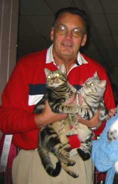 Sandalwood and Scimitar at a show at 6 months old with owner Dick Shannon