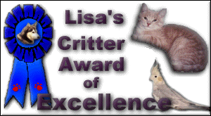Lisa's Critter award of Excellence