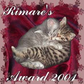 Award from Rimare for our cat section of the website