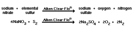 sodium nitrate + elemental sulfur + Alken Clear-Flo = sodium sulfate + oxygen + nitrogen